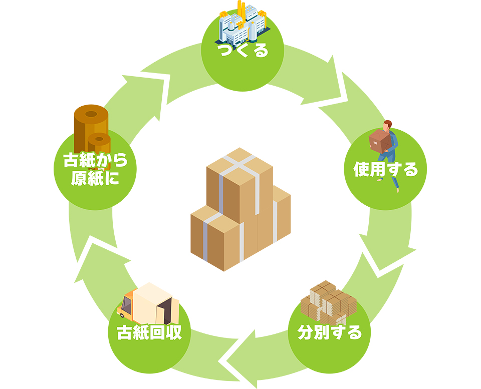 段ボール製造リサイクル図